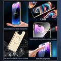 Kompatibel med MagSafe-etui til iPhone 15 Pro Magnetisk metalramme + dobbeltsidet telefoncover i hærdet glas med spændelås - Guld