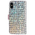 Croco Bling iPhone X / iPhone XS Pung - Sølv