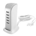 Dudao A5EU 5x USB-oplader med indbygget EU-strømkabel - 25W - Hvid