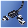Essager 3-i-1 Magnetisk Kabel - USB-C, Lightning, MicroUSB - 1m - Sort