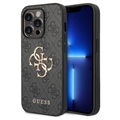 iPhone 15 Pro Guess 4G Big Metal Logo Hybrid Cover - Grå