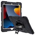 iPad 10.2 2019/2020/2021 Heavy Duty 360 Cover med Håndrem - Sort
