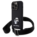 iPhone 15 Pro Max Karl Lagerfeld Saffiano Crossbody Metal Karl & Choupette Cover - Sort