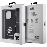 iPhone 15 Pro Max Karl Lagerfeld Saffiano Crossbody Metal Karl & Choupette Cover - Sort