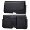 Premium Universal Læder Cover med Bælterem - 6.7" - Sort