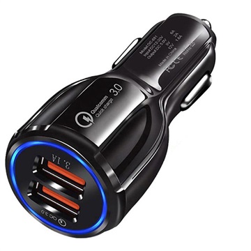 Quick Charge 3.0 30W Hurtig Billader DC-681 - 2 x USB - Sort