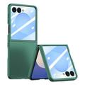 Samsung Galaxy Z Flip7 Plastikcover med ydre hærdet glasskærmbeskytter - mørkegrøn
