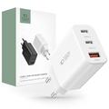 Tech-Protect Network 30W vægoplader m. 2x USB-C & 1x USB-A - hvid