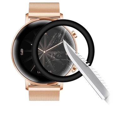 Hat Prince 3D Huawei Watch GT 2 Skærmbeskyttelse Hærdet Glas - 42mm - Sort