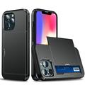iPhone 13 Pro Max Hybrid Cover med Glidende Kortslot - Sort