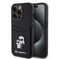iPhone 15 Pro Karl Lagerfeld Saffiano etui med kortlomme i metal Karl & Choupette - sort